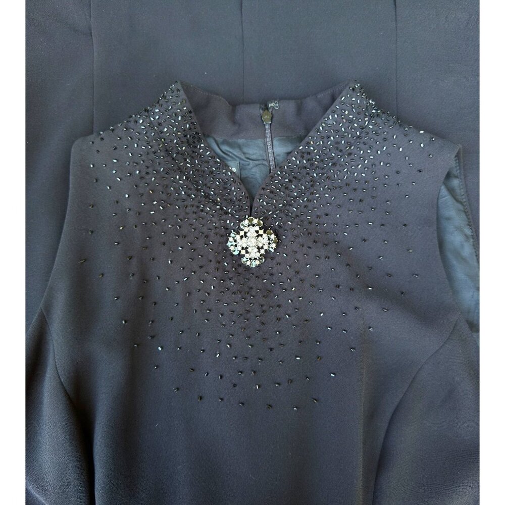Donna Morgan Petites Beaded Cocktail/Evening Dress Black Size 12 - Picture 10 of 13